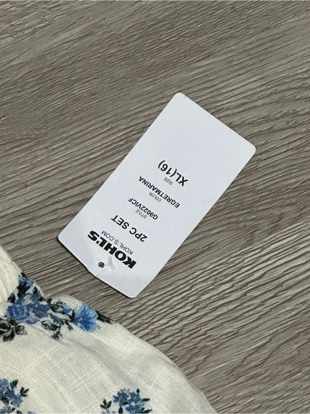 Kohl's Girls Cream and Blue Floral Matching Set - Crop Top & Tiered Skirt